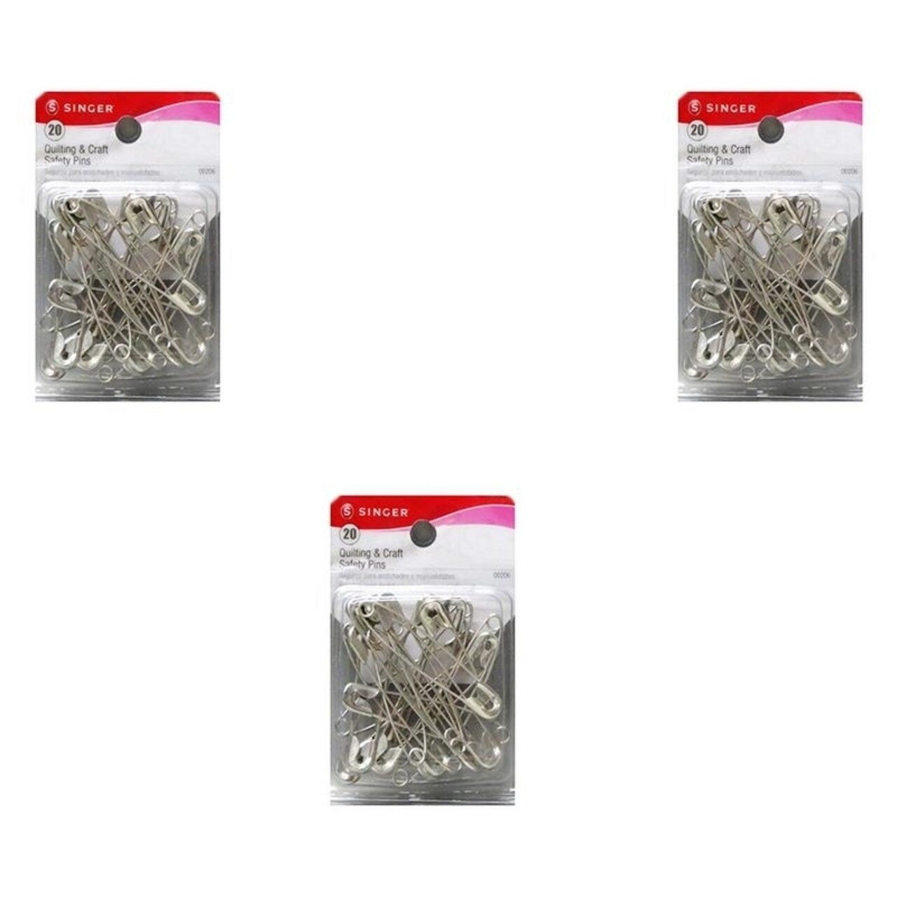 Singer - Quality and Craft Safety Pins 20 In 1 Pack (Size 3-2"Cm) (Pack of 3)